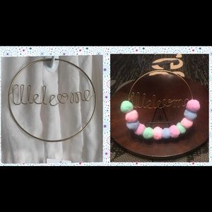 Round Gold “Welcome” Iron Wall Decor Sign, 8 in.